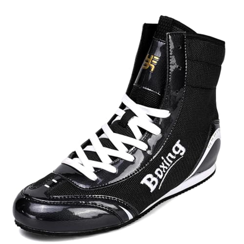 Hiuzylqx Ringerschuhe BoxenSchuhe Herren Damen Combat Boxers Trainingsschuhe Atmungsaktiv Professionelle Squat rutschfest Bequem,Schwarz,41 EU von Hiuzylqx