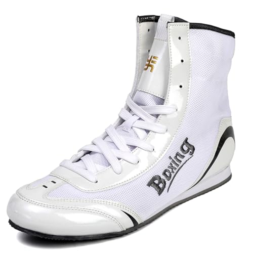 Hiuzylqx Ringerschuhe BoxenSchuhe Herren Damen Combat Boxers Trainingsschuhe Atmungsaktiv Professionelle Squat rutschfest Bequem,Weiß,39 EU von Hiuzylqx