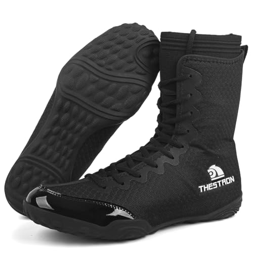 Hiuzylqx Ringerschuhe Herren, Boxschuhe Wrestling Combat Boxers Trainer Atmungsaktiv Fitnesschuhe Kampfsport Gewichtheben Trainingsschuhe,Schwarz,44.5 EU von Hiuzylqx