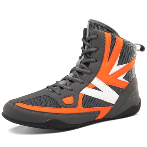 Hiuzylqx Ringerschuhe für Herren Damen Boxschuhe Wrestling Trainingsschuhe Jugendliche,rutschfeste, Atmungsaktiv Leichte FüR Crossfit Und Gewichtheben,Grau,40 EU von Hiuzylqx