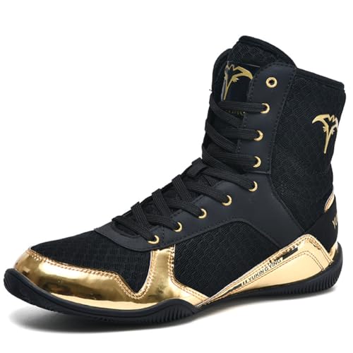 Hiuzylqx Unisex Boxschuhe Wrestling Schuhe Ringerschuhe Bodybuilding Boxen Stiefel,Schwarz,43 EU von Hiuzylqx