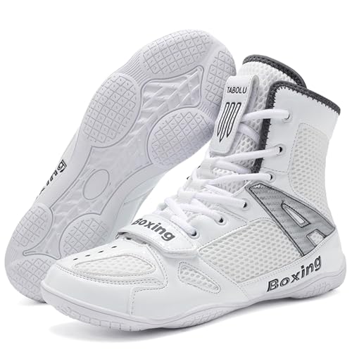 Hiuzylqx Unisex Boxschuhe Wrestling Schuhe Ringerschuhe Jugend Muay Thai Taekwondo Boxen Trainingsschuhe Für Sanda,Taekwondo,Weiß,41 EU von Hiuzylqx