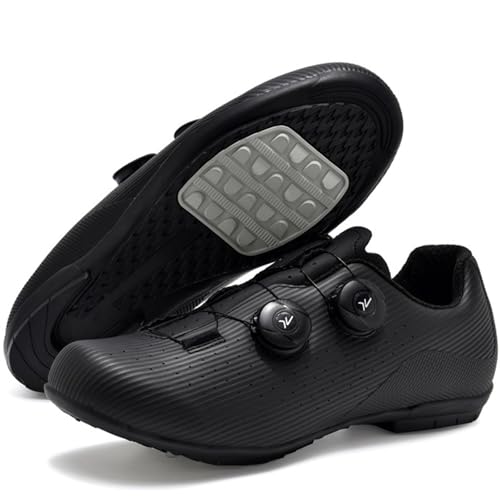 Hiuzylqx rutschfeste Fahrradschuhe Herren Rennrad Und MTB Schuhe Mit Gummisohle ohne Stollen Rennradschuhe,Schwarz,37 EU von Hiuzylqx
