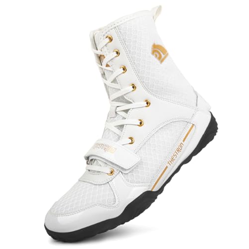 Hiuzylqx rutschfeste ringerstiefel Unisex Professionelle Boxschuhe Wrestling Schuhe Kampfschuhe Fitness Training Boxstiefel Boxer Trainer Schuhe,Weiß,43.5 EU von Hiuzylqx
