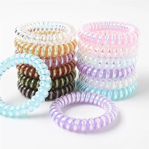 Hivata Spiral-Haargummi, 10 Stück, geschmeidiger Kopf, elastische Krawatte, unzerbrechlich, mehrfarbig, elastische Haarbänder, Spiralform, Bonbonfarben, Spiralarmbänder, Pferdeschwanz-Halter Hivata Spiral-Haargummi, 10 Stück, geschmeidiger Kopf, elastische Krawatte, unzerbrechlich, mehrfarbig, elastische Haarbänder, Spiralform, Bonbonfarben, Spiralarmbänder, Pferdeschwanz-Halter von Hivata
