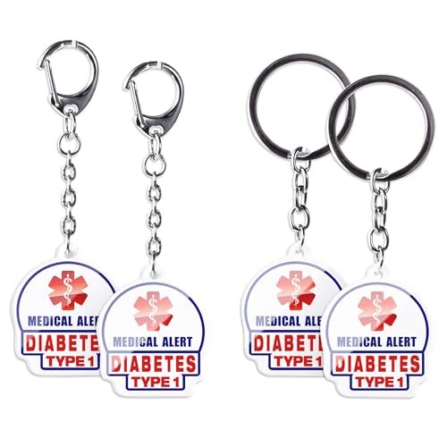 Hiverst 4 Satz typ1 Diabetes schlüsselanhänger - allergie medical alert Symbol schlagwörter set, double side key Tag für zipper pull charm 1.4 für Erwachsene und kind Hiverst 4 Satz typ1 Diabetes schlüsselanhänger - allergie medical alert Symbol schlagwörter set, double side key Tag für zipper pull charm 1.4 für Erwachsene und kind von Hiverst