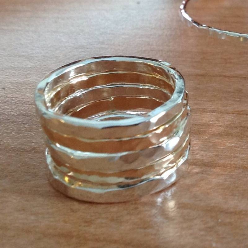 1, 5 Mm Band Gehämmert - Goldband Silberring Gehämmerter Bandring Ring von HiwireJewelry
