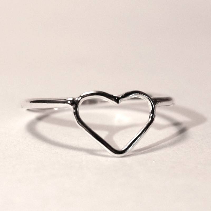 Herz Ring - Sterling Silber Kleines Offenes Zarter Schmuck Liebesring Freundschaftsring Verlobungsring von HiwireJewelry