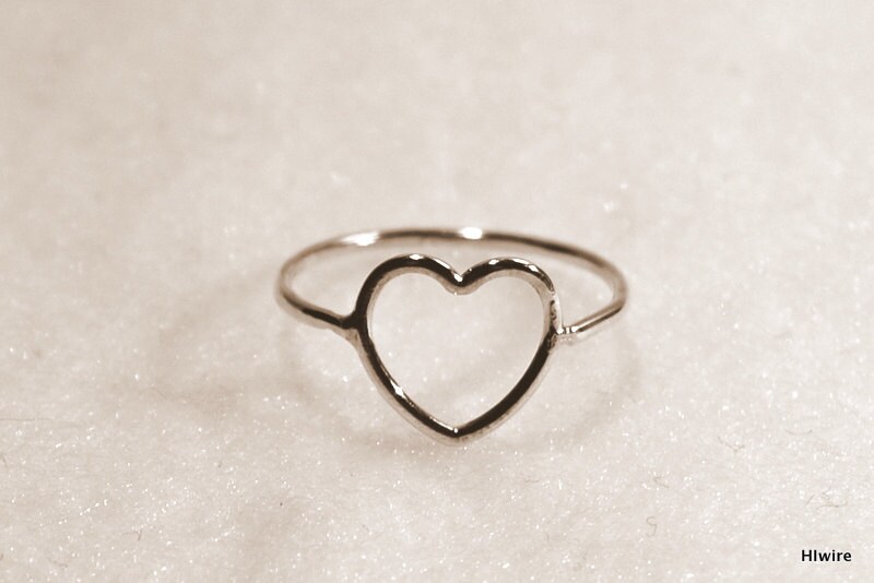 Herzring - Silberherz Goldherzring Silberherzring Knuckle Ring Midi Leeres Zart Zierlich von HiwireJewelry