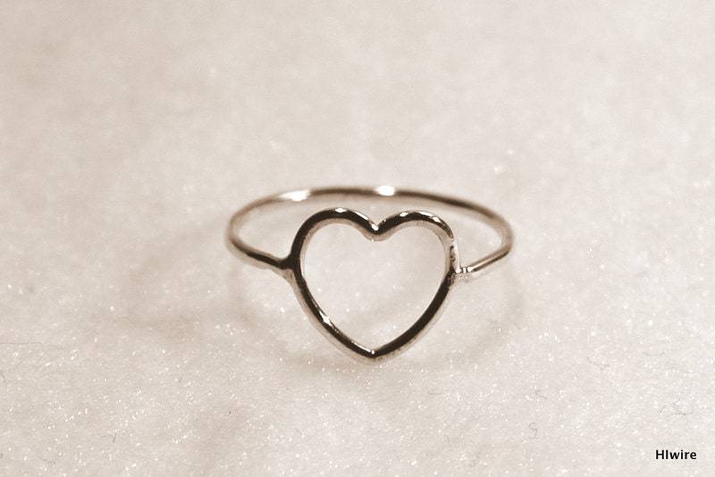 Herzring - Silberherz Goldherzring Silberherzring Knuckle Ring Midi Leeres Zart Zierlich von HiwireJewelry
