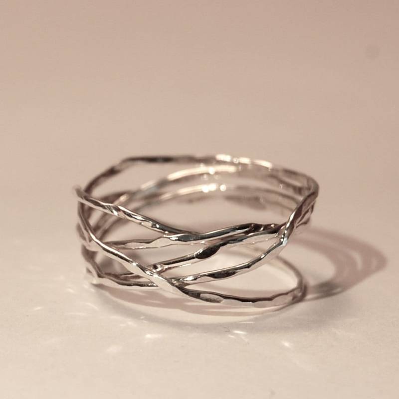 Vogelnest Ring - Zufällig Gewickelter Draht 5 Tage Freestyle Silber Band Gold Freundschaft von HiwireJewelry