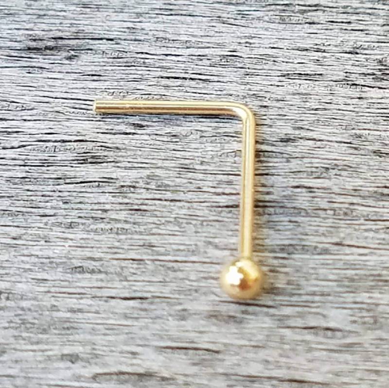 Winzige 14K Echte Gelbgold Kugel-Nasenstecker - Schraub-Nasenstecker Nasenloch Stecker 1, 5 Mm Kugel Nasenstecker 24 Gauge Echt Massiver Gold von HiwireJewelry
