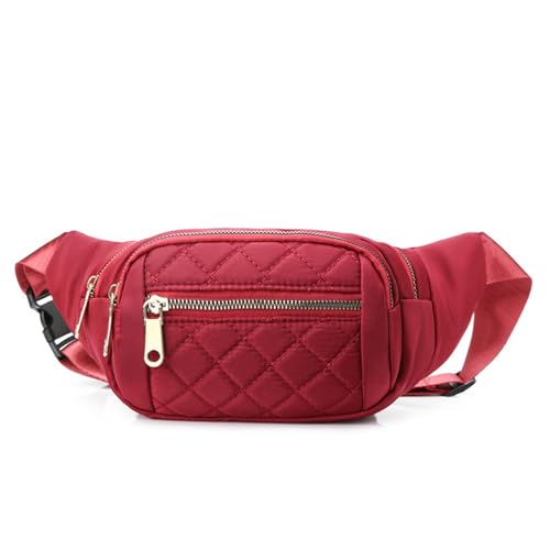 Hixingo 2024 Stylisch Bauchtasche für Damen und Herren, Hüfttasche Verstellbare Sport Groß Gürteltasche mit Reißverschluss für Outdoor Laufen Wandern Radfahren Gehen (20x19cm,Rot) von Hixingo