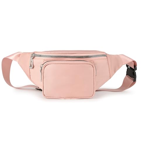 Hixingo 2024 Stylisch Bauchtasche für Damen und Herren, Hüfttasche Verstellbare Sport Groß Gürteltasche mit Reißverschluss für Outdoor Laufen Wandern Radfahren Gehen (28x15cm,Rosa) von Hixingo