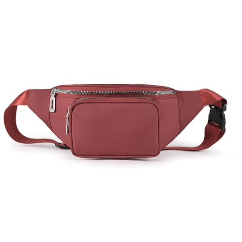 Hixingo 2024 Stylisch Bauchtasche für Damen und Herren, Hüfttasche Verstellbare Sport Groß Gürteltasche mit Reißverschluss für Outdoor Laufen Wandern Radfahren Gehen (28x15cm,Rot) von Hixingo