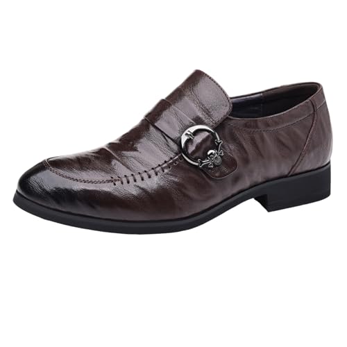 Hixingo Anzugschuhe Herren 34-44 EU, Bequeme Anzugschuhe Herren Businessschuhe Oxford Elegant Derby Lederschuhe rutschfest Atmungsaktive für Hochzeits, Anzug (168-2 Braun,41) von Hixingo
