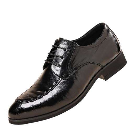 Hixingo Anzugschuhe Herren 34-44 EU, Bequeme Anzugschuhe Herren Businessschuhe Oxford Elegant Derby Lederschuhe rutschfest Atmungsaktive für Hochzeits, Anzug (1685-3 Schwarz,38) von Hixingo