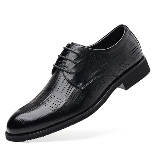 Hixingo Anzugschuhe Herren 34-44 EU, Bequeme Anzugschuhe Herren Businessschuhe Oxford Elegant Derby Lederschuhe rutschfest Atmungsaktive für Hochzeits, Anzug (2901-61 Schwarz,37) von Hixingo