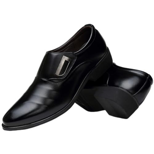 Hixingo Anzugschuhe Herren 38-48 EU, Bequeme Anzugschuhe Herren Businessschuhe Oxford Elegant Derby Lederschuhe rutschfest Atmungsaktive für Hochzeits, Anzug (2856 Schwarz,39) von Hixingo