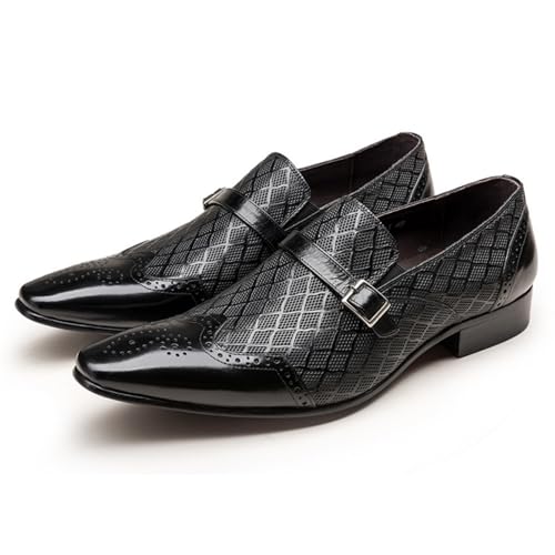 Hixingo Anzugschuhe Herren 38-48 EU, Bequeme Anzugschuhe Herren Businessschuhe Oxford Elegant Derby Lederschuhe rutschfest Atmungsaktive für Hochzeits, Anzug (4007 Schwarz,40) von Hixingo