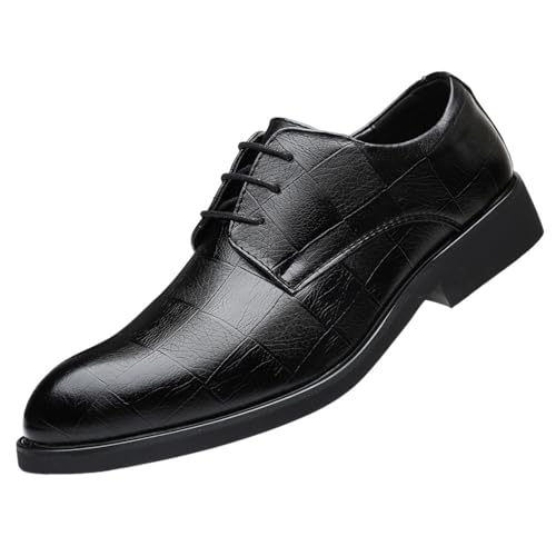 Hixingo Anzugschuhe Herren 39-44 EU, Bequeme Anzugschuhe Herren Businessschuhe Oxford Elegant Derby Lederschuhe rutschfest Atmungsaktive für Hochzeits, Anzug (D82 Schwarz,41) von Hixingo
