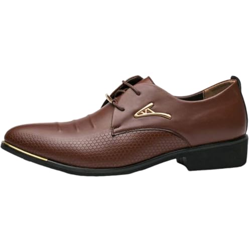 Hixingo Anzugschuhe Herren 39-48 EU, Bequeme Anzugschuhe Herren Businessschuhe Oxford Elegant Derby Lederschuhe rutschfest Atmungsaktive für Hochzeits, Anzug (42,2276 Braun) von Hixingo