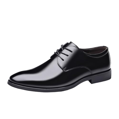 Hixingo Anzugschuhe Herren Schwarz Braun Leder 39-46 Bequeme Schnürhalbschuhe Business Herren Businessschuhe Derby Oxford Schuhe Brogues Lässige Elegant Lederschuhe Hochzeitsschuhe (Schwarz,45) von Hixingo