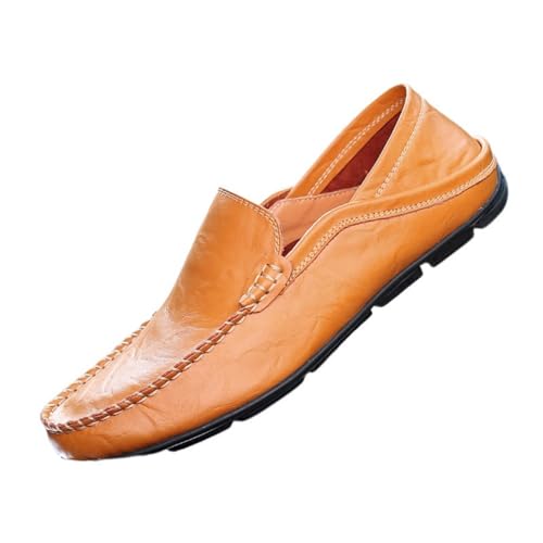 Hixingo Anzugschuhe Leder 37-47 Bequeme Schlupf Anzugschuhe Herren Business Herren Businessschuhe Derby Schuhe Brogues Lässige Lederschuhe Hochzeitsschuhe (Braun,39) von Hixingo
