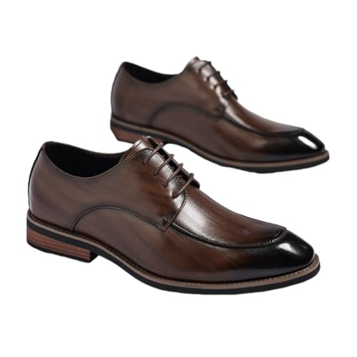 Hixingo Anzugschuhe Leder 37-48 Elegant Bequeme Schnürhalbschuhe Business Herren Businessschuhe Derby Oxford Schuhe Brogues Lässige Lederschuhe Hochzeitsschuhe, Schwarz Braun (Braun,41) von Hixingo