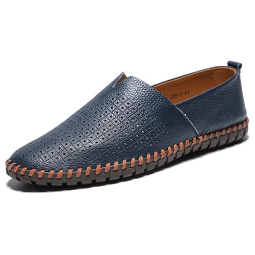 Hixingo Anzugschuhe Leder 38-48 Bequeme Schlupf Anzugschuhe Herren Business Herren Businessschuhe Derby Schuhe Brogues Lässige Hohle Lederschuhe Hochzeitsschuhe (Blau,48) von Hixingo