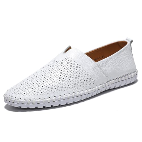 Hixingo Anzugschuhe Leder 38-48 Bequeme Schlupf Anzugschuhe Herren Business Herren Businessschuhe Derby Schuhe Brogues Lässige Hohle Lederschuhe Hochzeitsschuhe (Weiß,38) von Hixingo