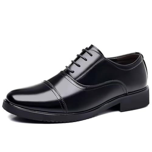 Hixingo Anzugschuhe Leder Schwarz 39-45 Bequeme Schnürhalbschuhe Business Herren Businessschuhe Derby Oxford Schuhe Brogues Lässige Lederschuhe Hochzeitsschuhe (Schwarz,39) von Hixingo