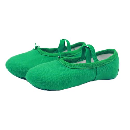 Hixingo Ballettschuhe Damen Geteilte Sohle, Ballettschläppchen Damen-Tanzschuhe Flach Trainings Gymnastikschuhe für Erwachsene Trainings Schläppchen (Grün,41) von Hixingo