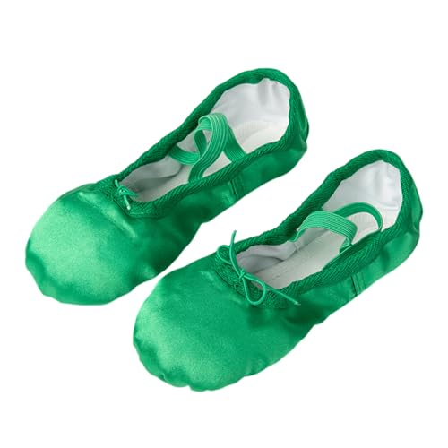 Hixingo Ballettschuhe Damen Geteilte Sohle, Ballettschläppchen Damen-Tanzschuhe Flach Trainings Gymnastikschuhe für Erwachsene Trainings Schläppchen (J8-Grün,38) von Hixingo