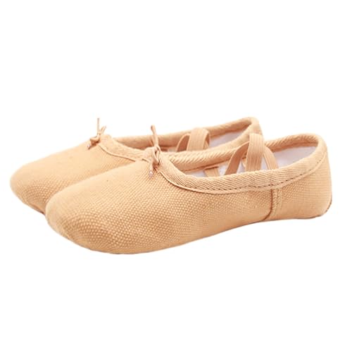 Hixingo Ballettschuhe Damen Geteilte Sohle, Ballettschläppchen Damen-Tanzschuhe Flach Trainings Gymnastikschuhe für Erwachsene Trainings Schläppchen (Khaki,38) von Hixingo
