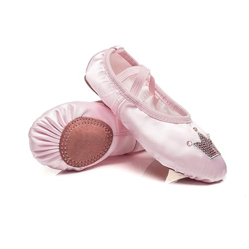 Hixingo Ballettschuhe Damen Geteilte Sohle, Ballettschläppchen Damen-Tanzschuhe Flach Trainings Gymnastikschuhe für Erwachsene Trainings Schläppchen (Krone Rosa,46) von Hixingo
