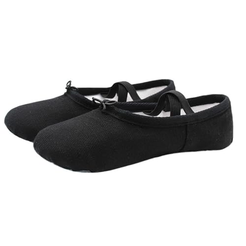 Hixingo Ballettschuhe Damen Geteilte Sohle, Ballettschläppchen Damen-Tanzschuhe Flach Trainings Gymnastikschuhe für Erwachsene Trainings Schläppchen (Schwarz,41) von Hixingo