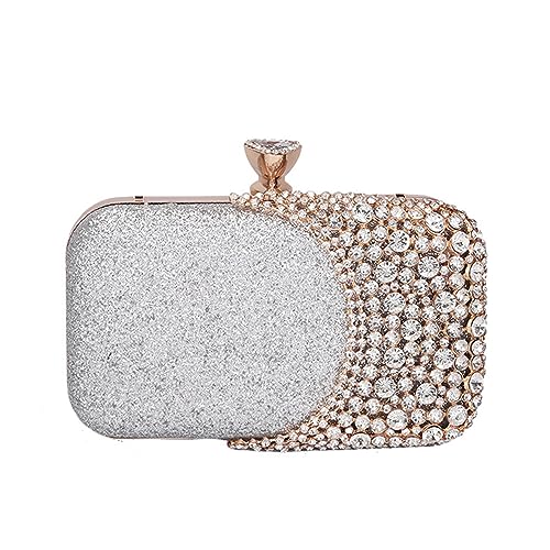 Hixingo Cocktail Abendtasche Elegante Tasche Clutch Bag für Frauen Mode Party Clutch Geldbörse für Hochzeit Parteien Abschlussball (Silber,20x6x15cm) von Hixingo