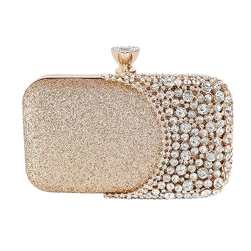 Hixingo Cocktail Abendtasche Elegante Tasche Clutch Bag für Frauen Mode Party Patchwork Clutch Geldbörse für Hochzeit Parteien Abschlussball (Golden,20.5x15x6cm) von Hixingo