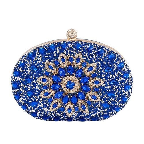 Hixingo Damen Cocktail Abendtasche Elegante Kette Tasche Clutch Bag für Frauen Kleine Glitzer Handtasche Party Clutch Geldbörse für Hochzeit Parteien Abschlussball (Blau,21x13x5cm) von Hixingo