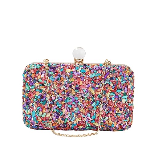 Hixingo Damen Cocktail Abendtasche Elegante Kette Tasche Clutch Bag für Frauen Kleine Glitzer Handtasche Party Clutch Geldbörse für Hochzeit Parteien Abschlussball (Farbe,20x12x5cm) von Hixingo