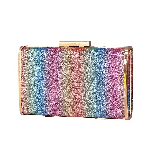 Hixingo Damen Cocktail Abendtasche Elegante Kette Tasche Clutch Bag für Frauen Kleine Glitzer Handtasche Party Clutch Geldbörse für Hochzeit Parteien Abschlussball (Regenbogen,18x11.5x5cm) von Hixingo