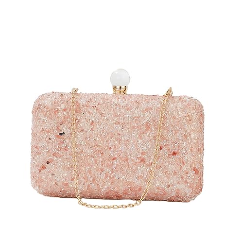 Hixingo Damen Cocktail Abendtasche Elegante Kette Tasche Clutch Bag für Frauen Kleine Glitzer Handtasche Party Clutch Geldbörse für Hochzeit Parteien Abschlussball (Rosa,20x12x5cm) von Hixingo