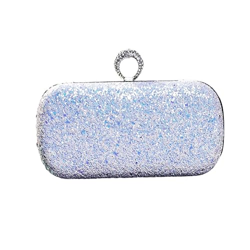 Hixingo Damen Cocktail Abendtasche Elegante Kette Tasche Clutch Bag für Frauen Kleine Glitzer Handtasche Party Clutch Geldbörse für Hochzeit Parteien Abschlussball (Weiß,19x11x5cm) von Hixingo