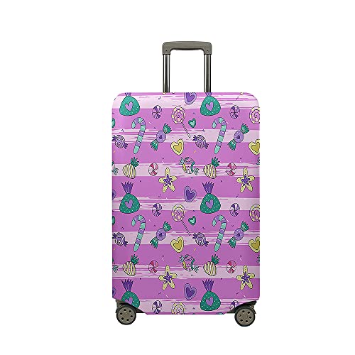 Hixingo Elastisch Kofferhülle Kofferschutzhülle, 3D Druck Koffer Schutzhülle Staubdichte Reisekoffer Hülle Trolley Case Schutzhülle Mädchen Reisegepäckabdeckung (Lila Streifen,L (26-28 Zoll)) von Hixingo