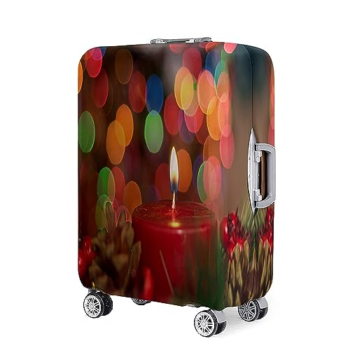 Hixingo Elastisch Kofferhülle Kofferschutzhülle, Weihnachten Koffer Schutzhülle Staubdichte Reisekoffer Hülle Trolley Case Reisegepäckabdeckung Schutzhülle (Rote Kerze,L (26-28 Zoll)) von Hixingo