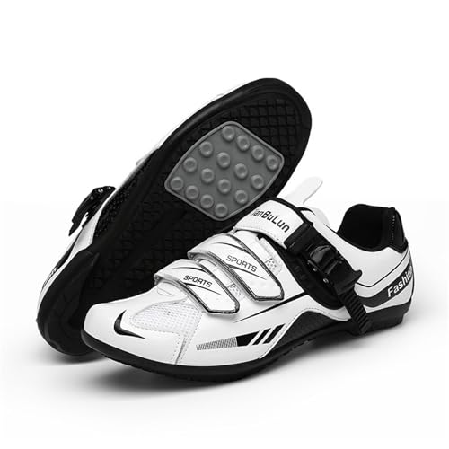 Hixingo Fahrradschuhe Herren Damen MTB Rennrad Schuhe Mit rutschfeste Gummisohle, Atmungsaktive Sneaker No-Lock Fahrradschuhe Rennrad Mountainbike 36-47 EU (Weiß,36) von Hixingo