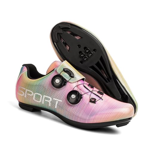 Hixingo Fahrradschuhe Herren Damen Radsportschuhe Rennradschuh Unisex MTB Schuhe Draussen Kompatibel mit Look SPD SPD-SL, Atmungsaktive Sneaker Spin Schnürsenkel Radschuhe von Hixingo