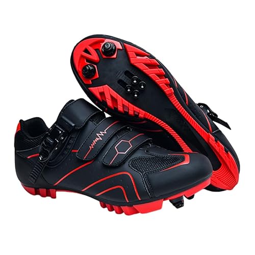 Hixingo Fahrradschuhe Herren Damen Rot MTB Radsportschuhe Mountainbike Schuhe Sneaker Atmungsaktive Outdoor-Radschuhe Fahrrad SPD Kompatibles MTB Schuhe, 38 EU von Hixingo