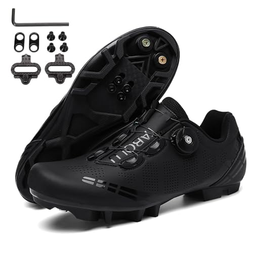 Hixingo Fahrradschuhe Herren Damen Schwarz MTB Radsportschuhe Mountainbike Schuhe Sneaker Atmungsaktive Outdoor-Radschuhe Fahrrad Spin MTB Schuhe, 40 EU von Hixingo